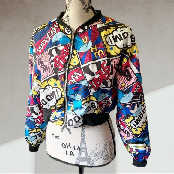 Comic print light jacket S-M - Picture 4 of 5